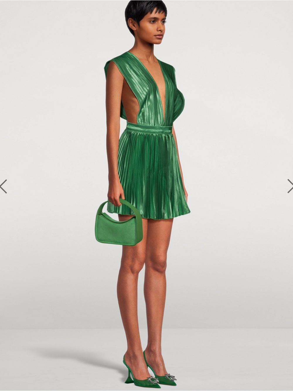 L’IDÉE Gala Emerald Gala Green Pleated Mini Dress size UK 14/ US 10